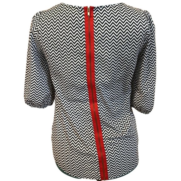 Bee Stitched Brand Chevron Blouse Black & White 100% Polyester Women Size Small - Picture 4 of 14